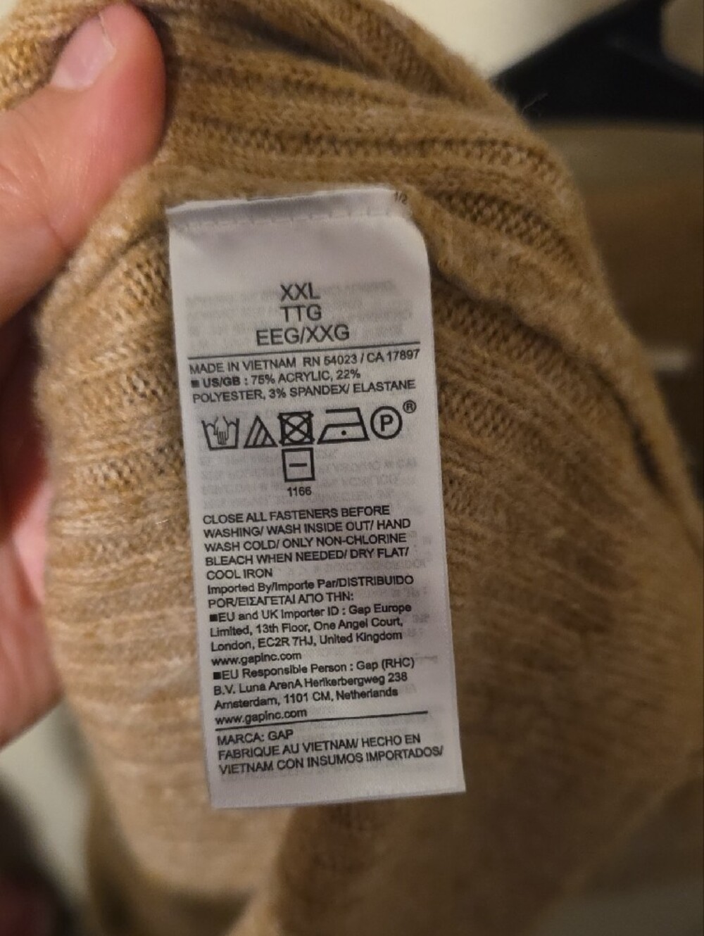 GAP Camel Ribbed Button-Up Collared Cardigan - Picture 3 of 3